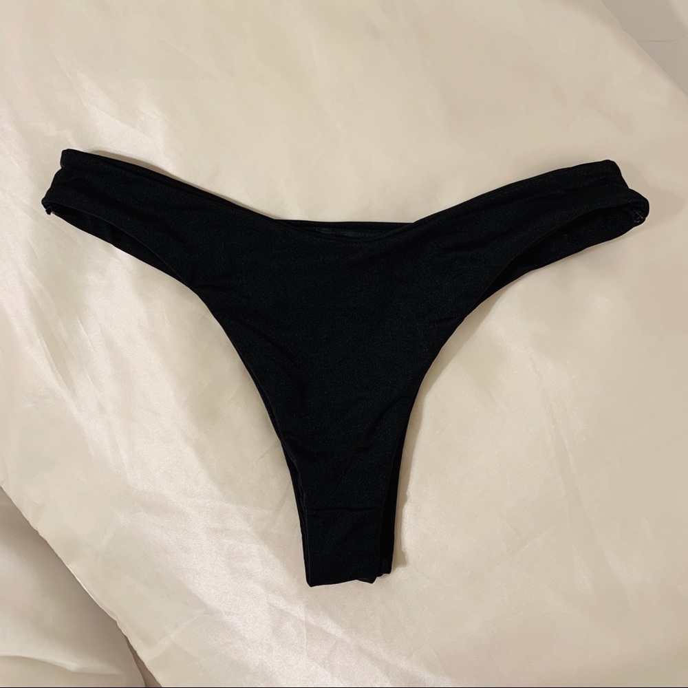 PLT Black Cheeky High Cut Bikini Bottom